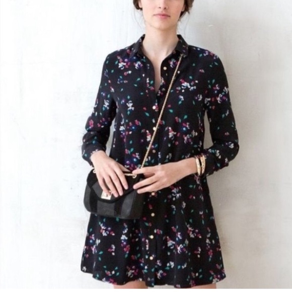 Sezane Dresses & Skirts - Sezane Floral Silk Shirt Dress